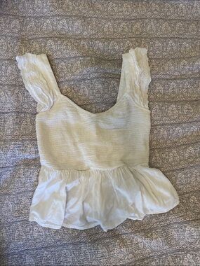 Old Navy Cream Crochet-Trim Peplum Camisole Top